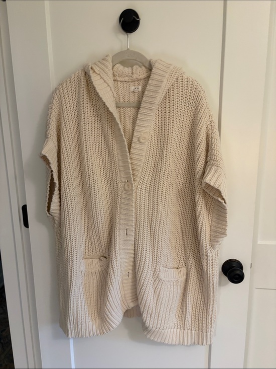 aerie Sweaters - Aerie M Cream Hooded Chunky Knit Button-Front Sweater